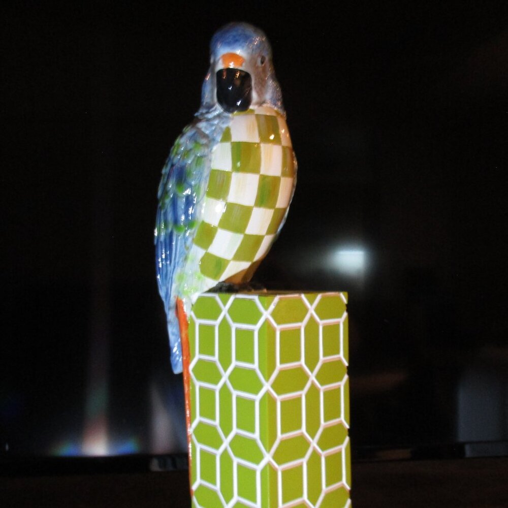 Mackenzie-Childs Limited Edition Courtly Check Parrot, 16" inches tall, Handmade